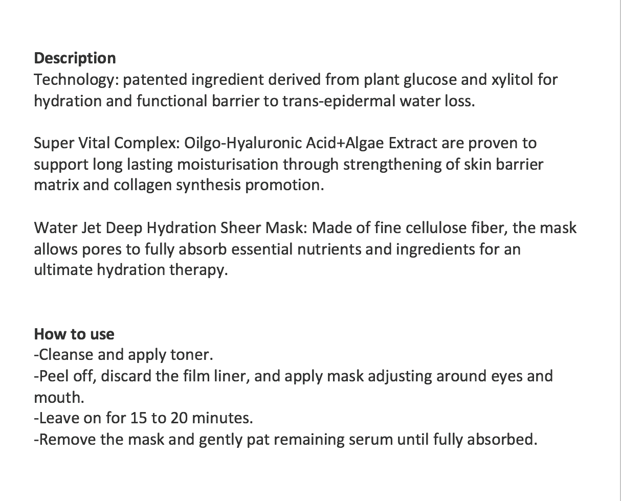 Dr. Jart Dermask Vital Hydra solution Deep Hydration Sheet Mask